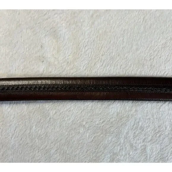 Mezlan Spain 38 Mens Leather Dress Belt Dark Brown Belt Gunmetal Tone Buckle - Picture 11 of 14